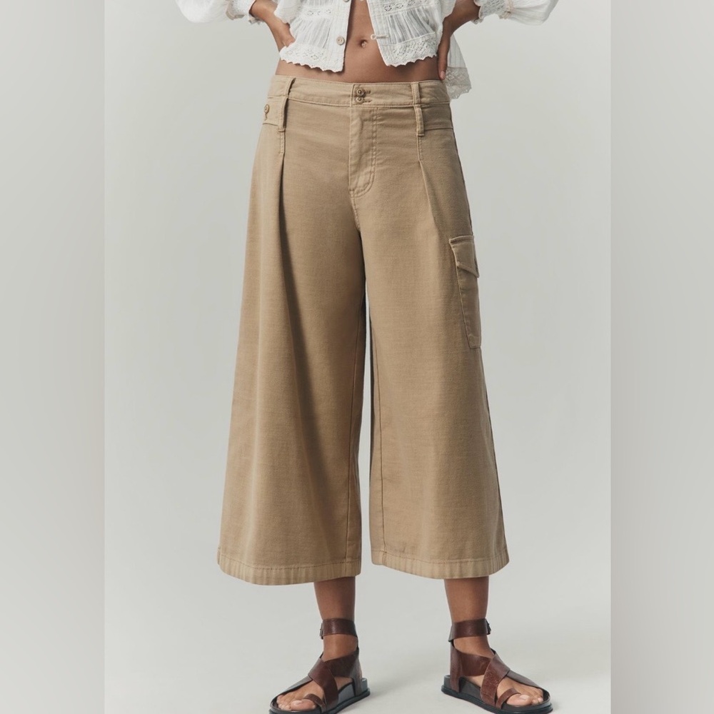 Anthropologie Pilcro Cotton Crop Wide-Leg Pants 32 NWT